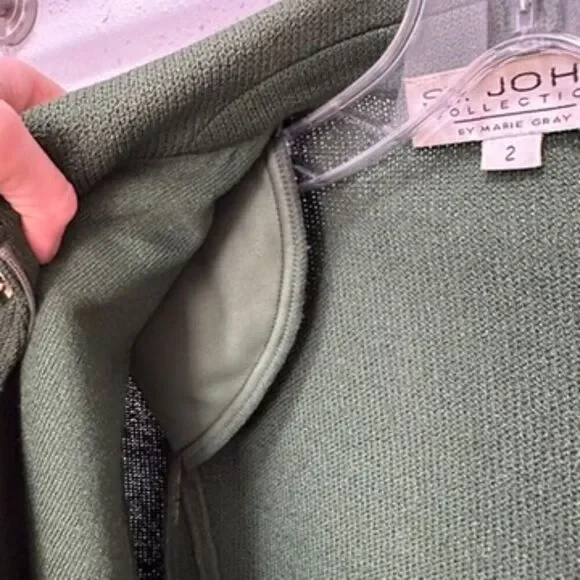 St. John Collection Green Zip Santana Knit Jacket Size 2 - Picture 10 of 15